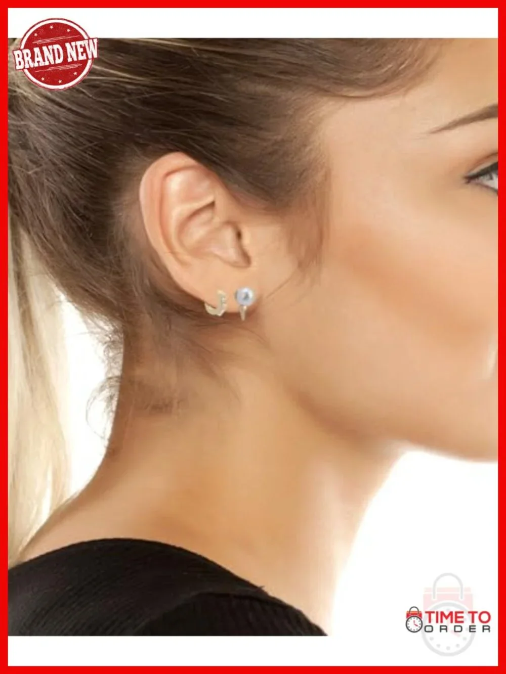 Huggie Earring Set with Mini Pearls and Spike Hardware